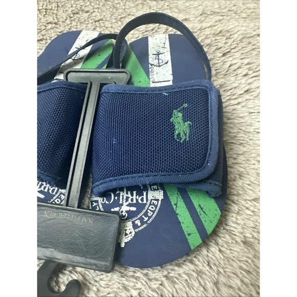 Polo Ralph Lauren Kids Shoes 9 Slide w/ Strap Slip On Sandals Blue - Picture 4 of 16